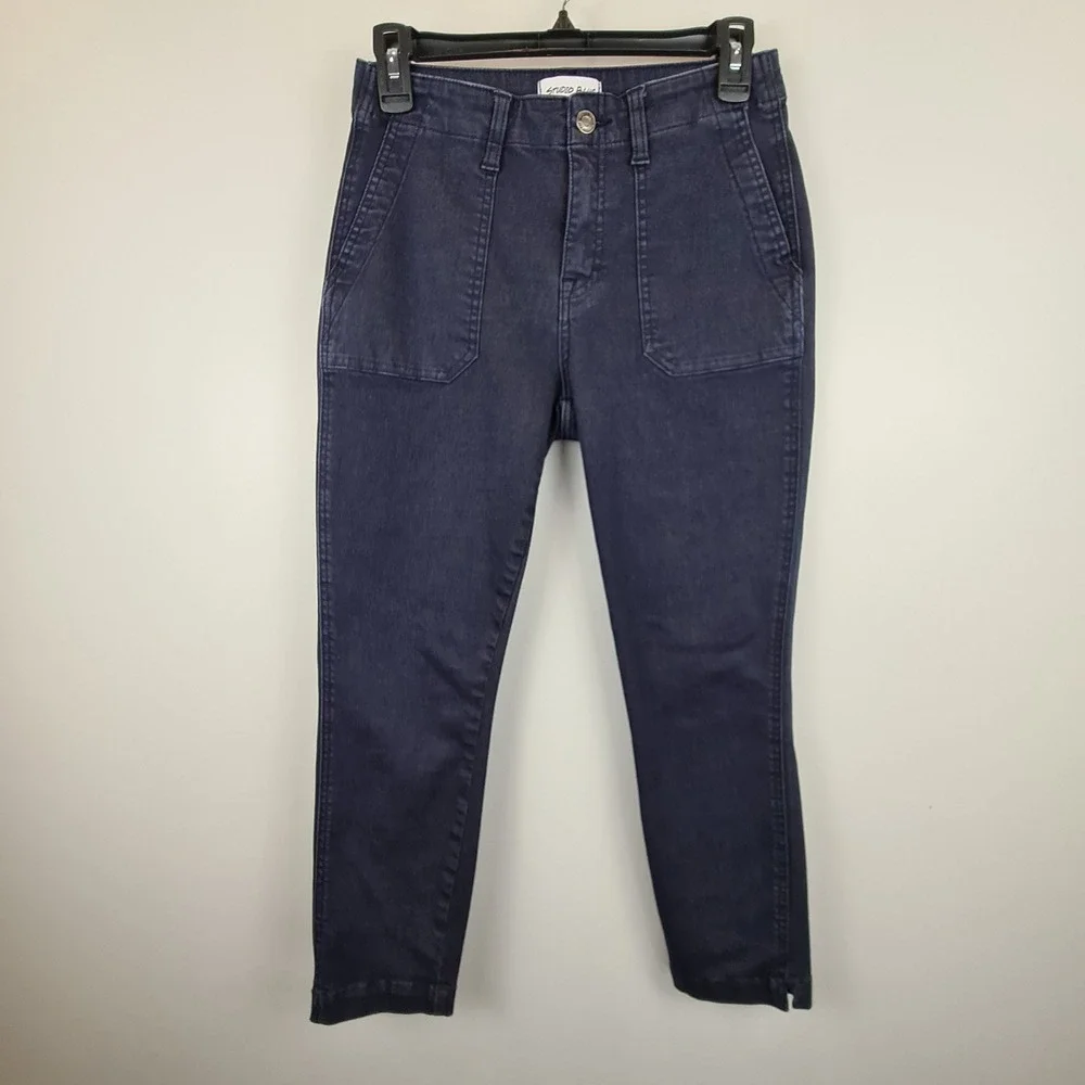 Studio Blue‎ Womens Navy Blue High Rise Utility Slim Cropped Pants Size 27 Jeans